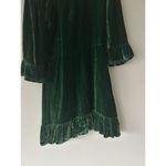 Reformation  Mountain Dress Velvet Emerald Green Ruffle Mini Dress Size 6 Party Photo 5