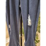 Vibrant  Womens Stacked Blue Denim Rayon Distressed Pockets Pull On Jeans Large Photo 3