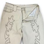 Et Clet Lightweight Denim Embroidered Jeans Wide Leg Western Cream Brown Medium Photo 4