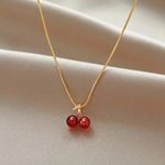 Gold Cherry Pendant Necklace Photo 3