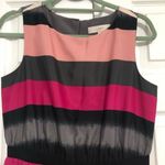Loft  striped summer medium petite dress pink black grey‎ Photo 1