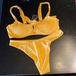 Zaful New Bikini Ribbed Swimsuit high cut bottom V cut textured top tie back Photo 3