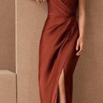 BHLDN  Anthropologie Tank Top Maxi Dress Gown Freya Satin Formal Cinnamon Fall Photo 0