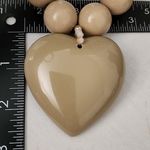 Statement Chunky Taupe Bead Necklace with Heart Pendant Tan Photo 6