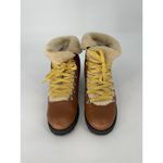 J.Crew Women's Round Toe Faux Fur Lace Up Lug Sole Combat Boots Brown Size 9 M Photo 2