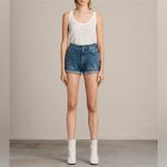 All Saints Helena High Waisted Cuffed Denim Shorts Size 30 Photo 1