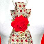 “Dainty Dapper”Elegant Red and Gold tie Necklace with Floral Accent Photo 1