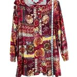 Vintage Christina Fairbanks Shirt Jacket Women XL Red Multi Abstract Boho Retro Photo 4