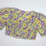River Island floral Puffed Sleeve tie front crop top Yellow and Purple size 14 Photo 8