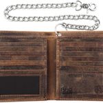 CLASSIC Mens Chain Wallet | RFID Blocking | Buffalo vintage Leather | Bi-Fold Big Hipster |186,buff-chain Photo 1