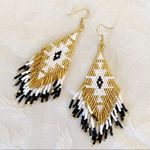 Handmade Miyuki Beaded Fringe Boho Earrings Gold Photo 0