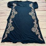 Free People Midi T-Shirt Dress Cotton Linen Blend Embroidered Floral Navy Size L Photo 1