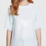 Ted Baker Sequin Top Women's Size 2 Light Blue Party Classy Minimalist Wedding Photo 0