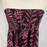 Artisan NY  black and pink print smocked strapless midi dress size large Photo 1