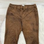 Chico's Chico’s Women's Brown Caoted Faux-Suede Worn Luggage Slim Pants Size 1 US 8 - M Photo 4