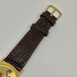 Vintage SMI watch gold tone 32mm case brown leather strap fits up to 8” running Photo 2