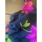 Longitude Womens Vintage  Black Tankini top Bright Flowers Textured Flattering 16 Photo 3