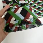 J.Crew  Off the shoulder blouse top SMALL green Blue Ratti graphic diamond NEW Photo 4