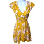 Free People  French Quarter Yellow Floral Print Wrap Dress Cottagecore Fairy S Photo 2