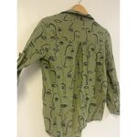 Milk & Honey Shirt Oversized Olive Size S Face Drawing Silhouette Abstract Green Photo 3