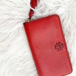 Tory Burch | Women's Taylor Pebbled Leather Zip Around Continental Wallet Red Photo 2