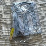 Summersalt  The Perfect Boyfriend Shirt - Cabana Stripe in Sky Photo 3