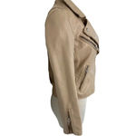 BLANK NYC  Faux Leather Moto Jacket in Natural Light Small Womens Vegan Coat Photo 6