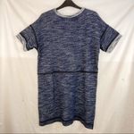 Madewell Knit Navy Blue Shirt Dress Women's Medium Casual Beachy Nautical Preppy Photo 3