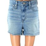 Madewell  Blue Frayed Raw Hem High Waist Cut-Off Denim Jeans Bermuda Shorts 26 Photo 0