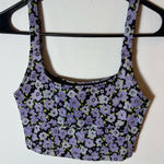 ZARA Purple Floral Square‑Neck Crop Top Size Small Photo 0