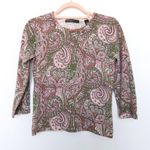 VTG Lord & Taylor Womens Cashmere Top Size S Pink Green Paisley Boho Preppy Chic Photo 0