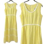 Vintage 70s Jamison Boutique Seersucker Yellow Gingham Maxi Dress Ric Rac Medium Photo 4
