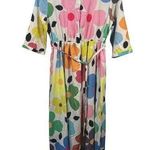 Women's Dress M Cream Colorful Floral Maxi Tie Detail Garden Party Summer Brunch Size M Photo 0