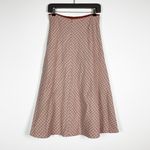 Rosetta Getty Stretch Knit Leather Trim Houndstooth Woven Flared Midi Skirt S Photo 2