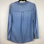 Alexander Jordan Long Sleeve Collared Denim Blue Top Lace Up Tie Front Pockets M Size M Photo 1