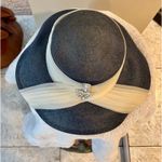 Cathay California Original Vintage Navy Blue Hat Cream Rhinestone Trim Lampshade Photo 3