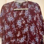 Angie Burgundy and Blue Floral Kimono
Open Front Short Sleeves FITS UP TO XL Photo 1