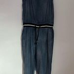 Shop the Trends Spaghetti Strap Denim Chambray Jumpsuit With Ribbed Waistband Blue Size M Photo 1