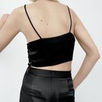 ZARA NEW SATIN-FINISH TOP WITH BOWS BLACK WOMENS SIZE M Photo 1