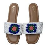 Cato  Comfort Granny Square Crochet Embroidery Tan Cream Flower Sandals Size 9 Photo 0