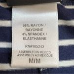 Bobeau  Navy White Stripe A-Line Midi Skirt Nautical Coastal Preppy Medium Photo 5