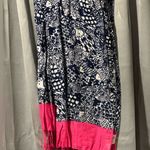 Lilly Pulitzer NWT  For Target Upstream Scarf Blue Womens Pink Fringe Photo 0