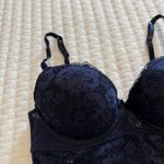 Adore Me Adored by  32C Longline Underwire Floral Lace Demi Cup Bra Blue Black Photo 14