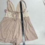 Sage  Women’s Romper Size Medium‎ Light Tan Crochet Waistband Straps Photo 7