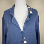 Factoria Perez Cardigan Sweater Womens M 100% Baby Alpaca Blue Embroidered Peru Size M Photo 2