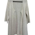 Garnet Hill Cotton Lightweight Long Open Front Cardigan in White - Size M Photo 0