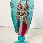 Long Bohemian Feather Chain Earrings Gold Photo 1