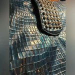 White House | Black Market  patent leather studded blue shoulder bag Photo 5