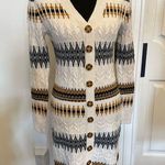 Lucky Brand Fair Isle Nordic Stripe Button Front Sweater Dress Cream NEW Photo 0