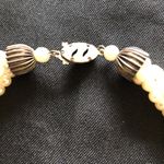 Vintage Statement Necklace Layered Multi Size Faux Pearl 4 Strands Blue Crystals White Photo 8